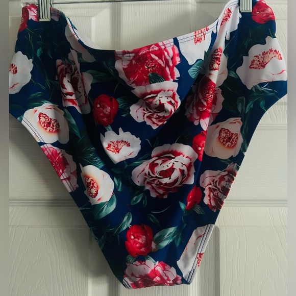 Tutorutor Womens XXL Peplum Bikini Tummy Control Two Piece Floral Retro Swimsuit - Picture 12 of 12